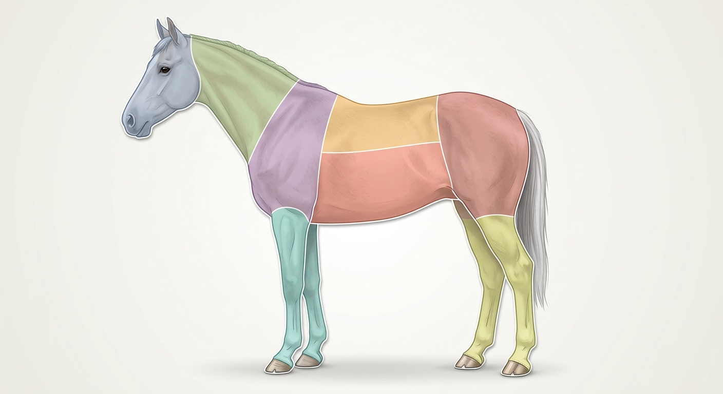 Schéma des parties extérieures du cheval