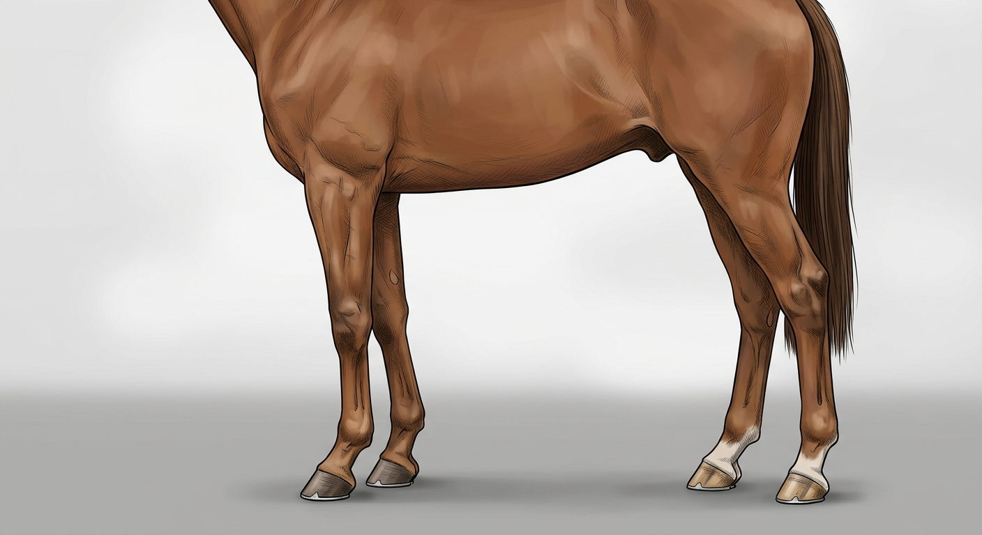Schéma des membres du cheval avec repères essentiels