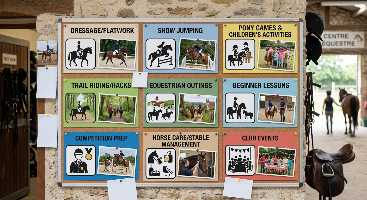 Affichage d’activités dans un centre équestre