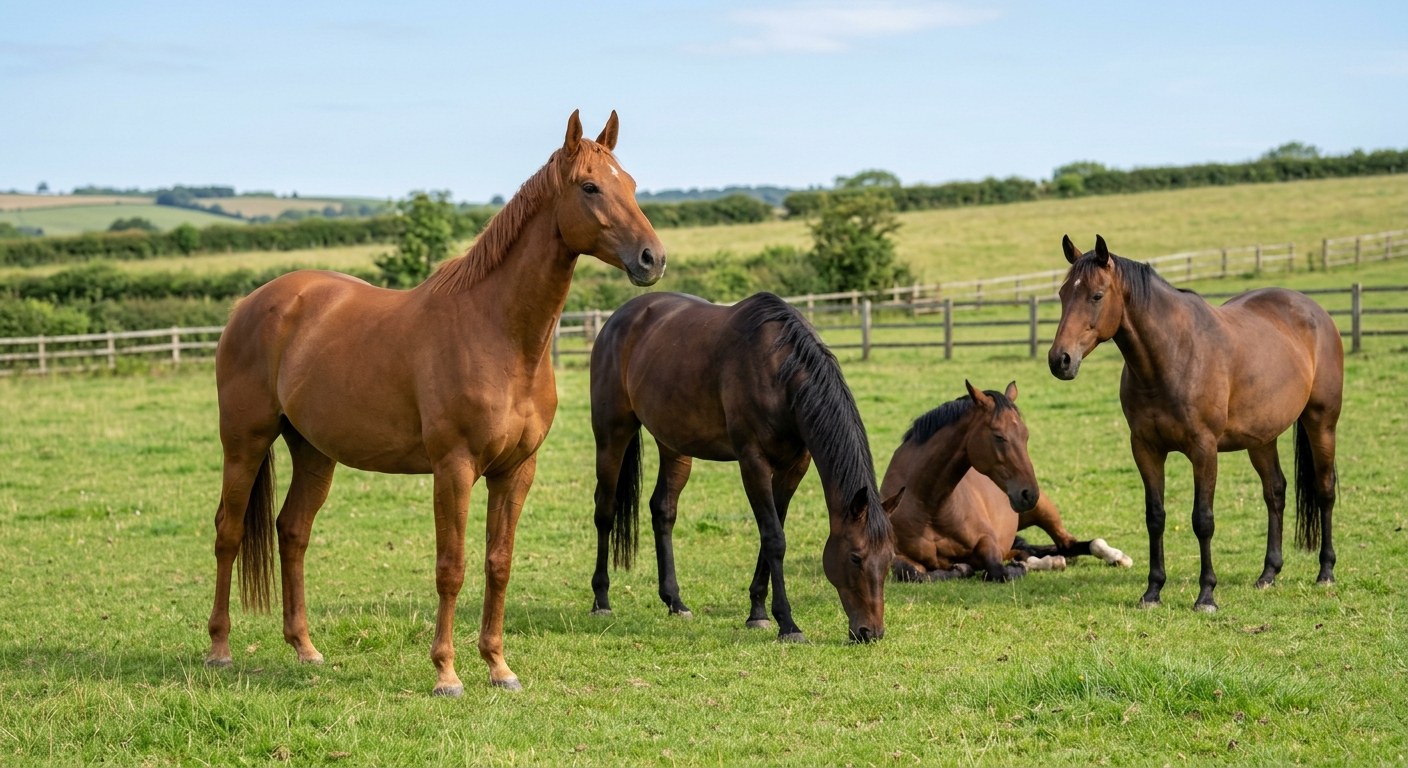 Chevaux en groupe au pré