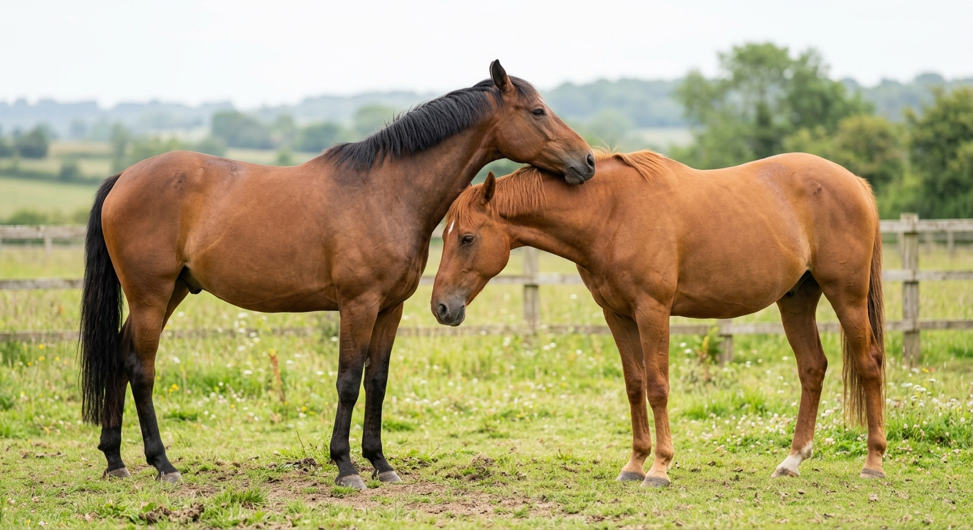 Chevaux qui interagissent au pré