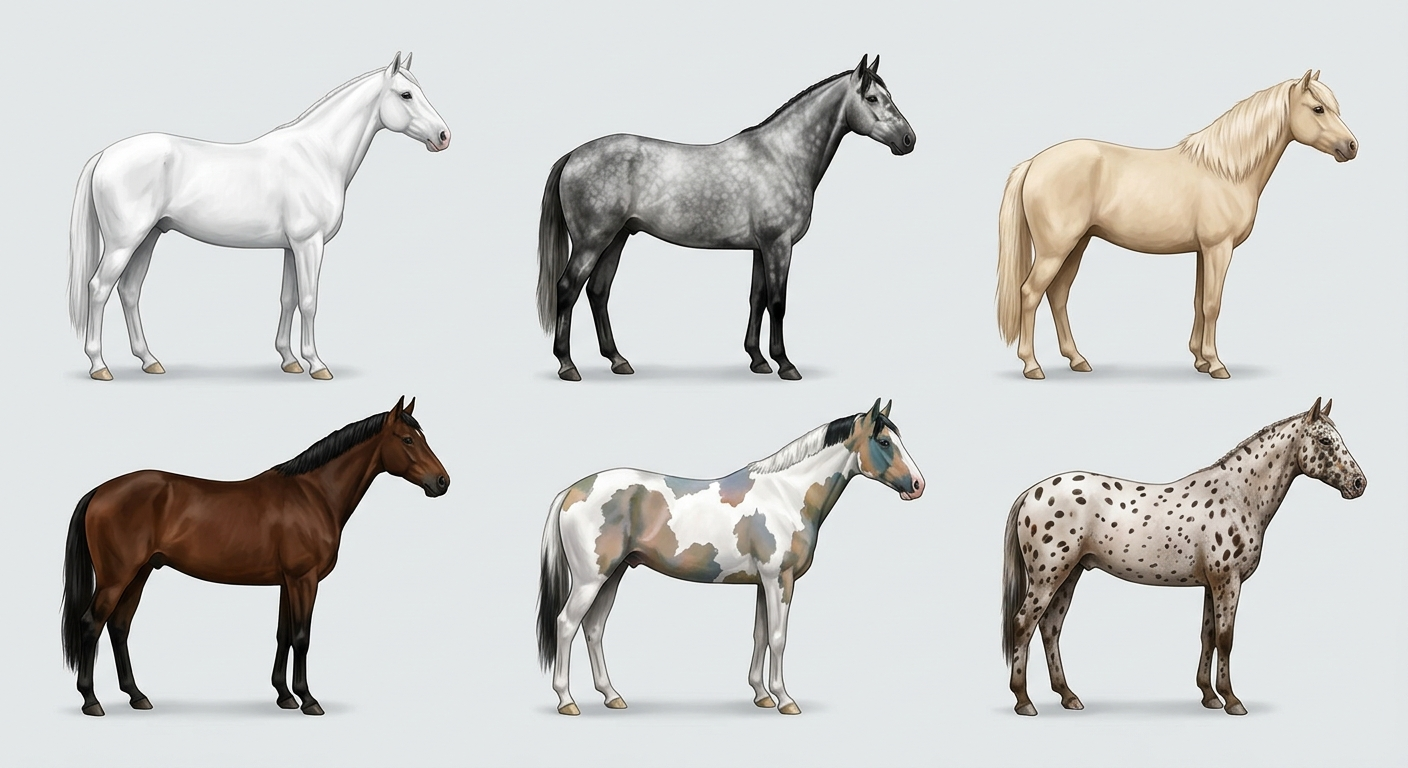 Différentes robes et taches de chevaux